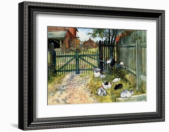 Chickens in the Yard, 1904-Carl Larsson-Framed Art Print