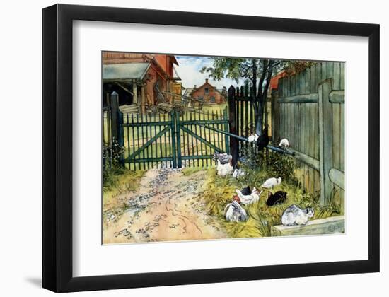 Chickens in the Yard, 1904-Carl Larsson-Framed Art Print