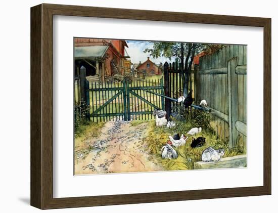 Chickens in the Yard, 1904-Carl Larsson-Framed Art Print