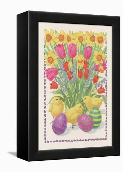 Chicks, Eggs and Flowers, 1995-Linda Benton-Framed Premier Image Canvas