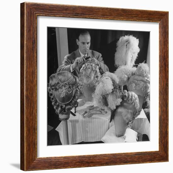 Chief Hair Stylist Sydney Guilaroff, Styling Wigs at the MGM Studio-Walter Sanders-Framed Photographic Print