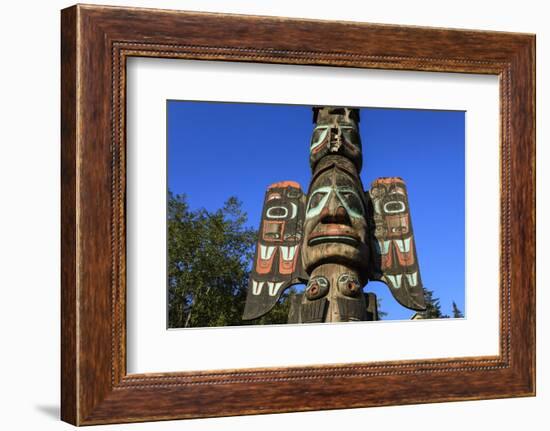 Chief Johnson Tlingit totem pole, beautiful sunny summer day, Ketchikan, Southern Panhandle, Southe-Eleanor Scriven-Framed Photographic Print