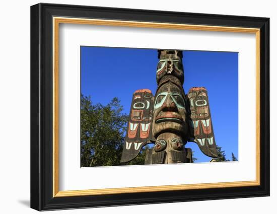 Chief Johnson Tlingit totem pole, beautiful sunny summer day, Ketchikan, Southern Panhandle, Southe-Eleanor Scriven-Framed Photographic Print