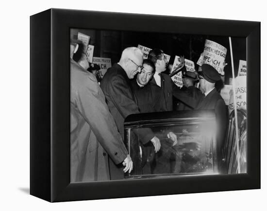 Chief Justice Earl Warren Braves Protesters Against the School Prayer Ruling, 1963-null-Framed Stretched Canvas