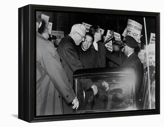 Chief Justice Earl Warren Braves Protesters Against the School Prayer Ruling, 1963-null-Framed Stretched Canvas