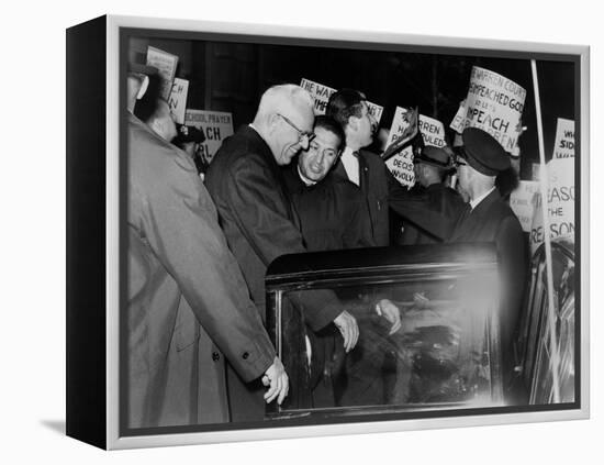 Chief Justice Earl Warren Braves Protesters Against the School Prayer Ruling, 1963-null-Framed Stretched Canvas