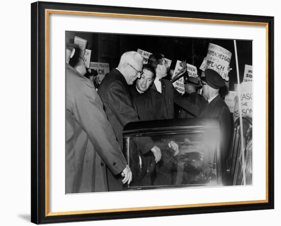 Chief Justice Earl Warren Braves Protesters Against the School Prayer Ruling, 1963-null-Framed Photo