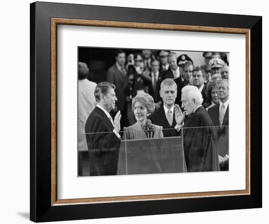 Chief Justice Warren Burger Administers the Oath of Office to Ronald Reagan, January 20, 1981-null-Framed Photographic Print