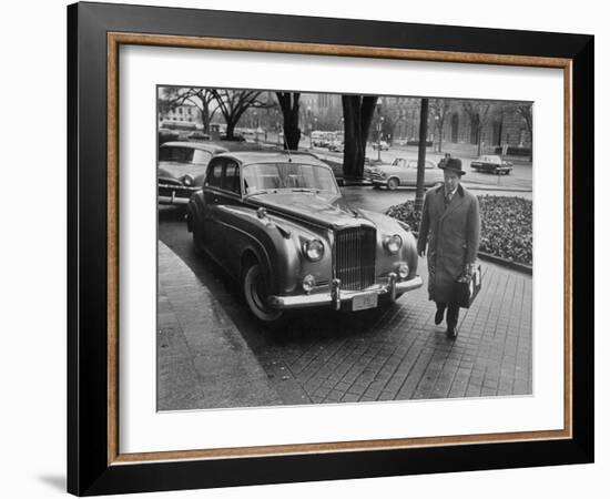 Chief of Protocol Wiley T. Buchanan Jr. Walking by a Bentley-Ed Clark-Framed Photographic Print