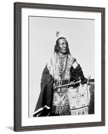 c1900-Chief Red Fox Sioux Indian Holding a Tomahawk-8x10 Photo 