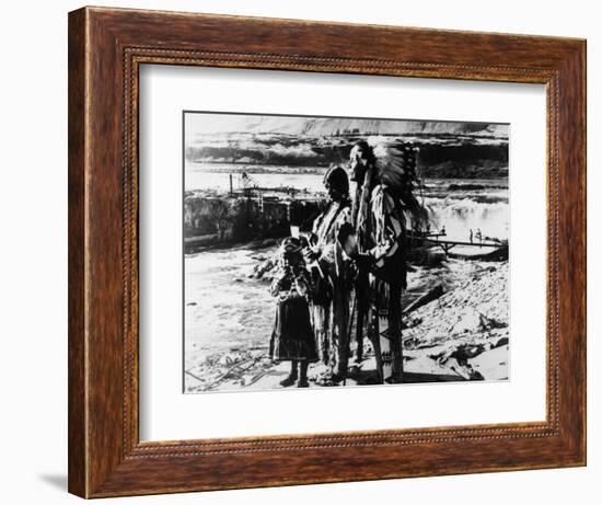 Chief Tommy Thompson, Wife Flora, Her Granddaughter Linda Marie George - Celilo Falls, Oregon Photo-Lantern Press-Framed Art Print