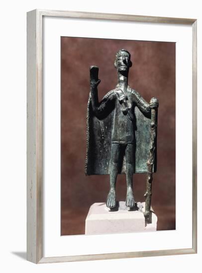 Chieftain Praying with Cloak and Stick, Bronze Statue-null-Framed Giclee Print