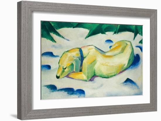 Chien Couche Dans La Neige  (Dog Lying in the Snow) Peinture De Franz Marc (1880-1916) Vers 1911 D-Franz Marc-Framed Giclee Print