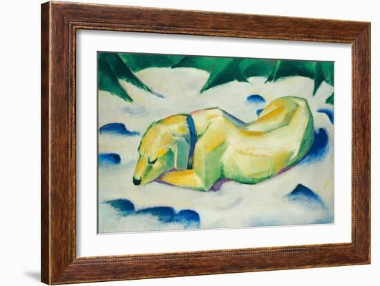 Chien Couche Dans La Neige  (Dog Lying in the Snow) Peinture De Franz Marc (1880-1916) Vers 1911 D-Franz Marc-Framed Giclee Print