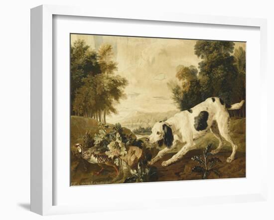 Chien d'arrêt et perdrix rouge-François Desportes-Framed Giclee Print