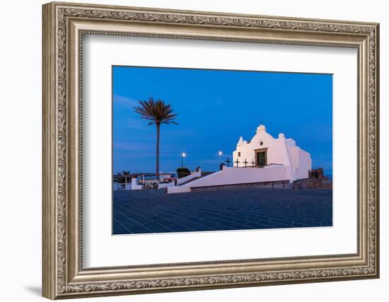 Chiesa del Soccorso at dawn with Full Moon, Forio, Island of Ischia, Campania, Italy, Europe-Neil Farrin-Framed Photographic Print