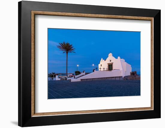 Chiesa del Soccorso at dawn with Full Moon, Forio, Island of Ischia, Campania, Italy, Europe-Neil Farrin-Framed Photographic Print