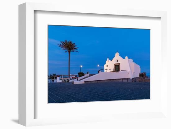 Chiesa del Soccorso at dawn with Full Moon, Forio, Island of Ischia, Campania, Italy, Europe-Neil Farrin-Framed Photographic Print