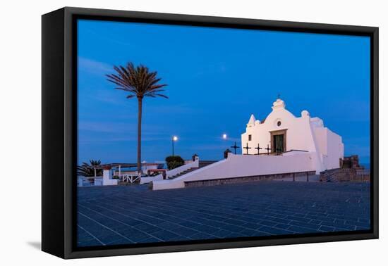 Chiesa del Soccorso at dawn with Full Moon, Forio, Island of Ischia, Campania, Italy, Europe-Neil Farrin-Framed Premier Image Canvas
