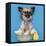 Chihuahua, 16 Months Old, Sitting In Front Of Blue Background With Easter Basket-Life on White-Framed Premier Image Canvas