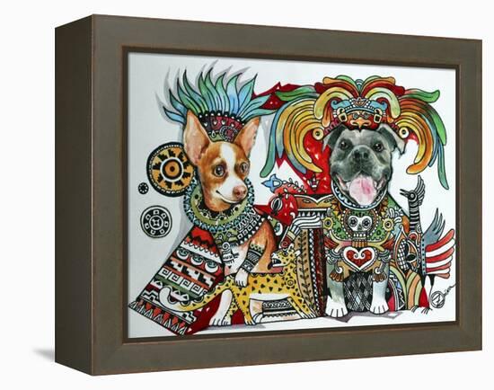 Chihuahua and Pitbull in Mexico-Oxana Zaika-Framed Premier Image Canvas