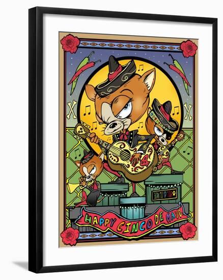 Chihuahua Banditos-Old Red Truck-Framed Giclee Print