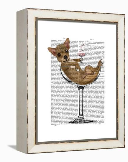 Chihuahua in Cocktail Glass-Fab Funky-Framed Stretched Canvas