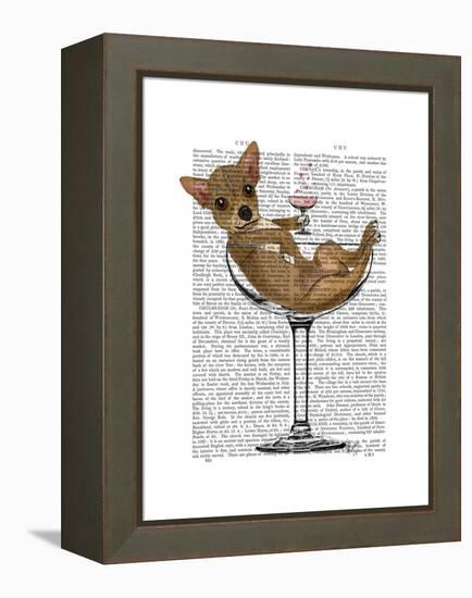 Chihuahua in Cocktail Glass-Fab Funky-Framed Stretched Canvas