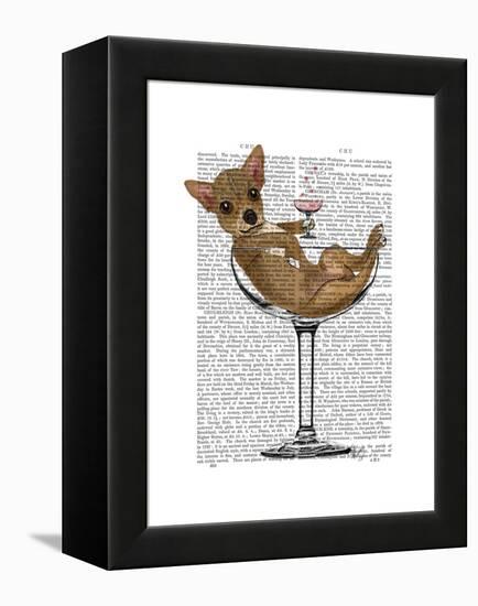 Chihuahua in Cocktail Glass-Fab Funky-Framed Stretched Canvas