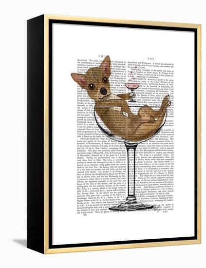 Chihuahua in Cocktail Glass-Fab Funky-Framed Stretched Canvas