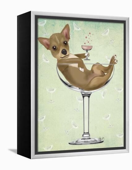 Chihuahua in Cocktail Glass-Fab Funky-Framed Stretched Canvas