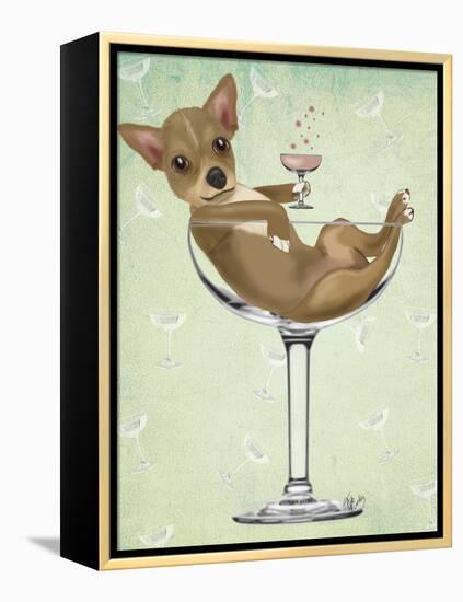 Chihuahua in Cocktail Glass-Fab Funky-Framed Stretched Canvas