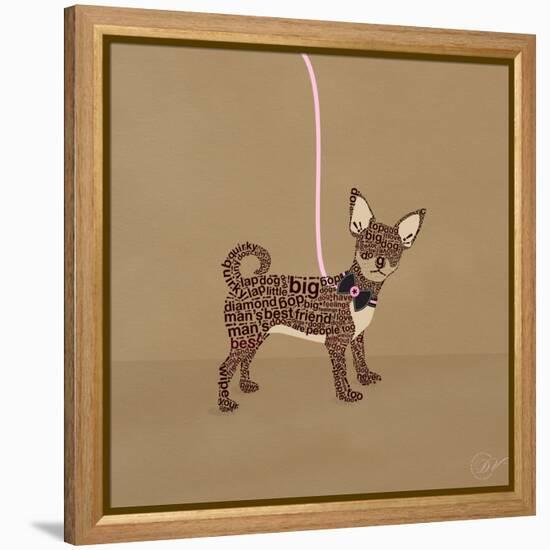 Chihuahua on Beige-Dominique Vari-Framed Stretched Canvas