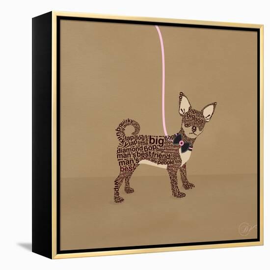 Chihuahua on Beige-Dominique Vari-Framed Stretched Canvas