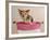 Chihuahua Puppy Taking A Bath Wearing Goggles Sitting In Pink Bathtub-vitalytitov-Framed Photographic Print