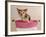 Chihuahua Puppy Taking A Bath Wearing Goggles Sitting In Pink Bathtub-vitalytitov-Framed Photographic Print