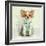 Chihuahua Wearing A Green Dress, Sitting On Fancy Background-Life on White-Framed Photographic Print