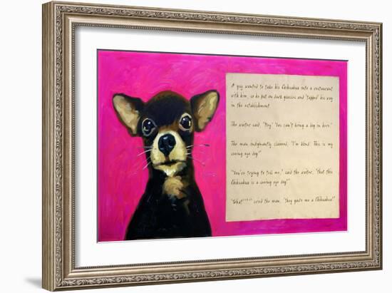 Chihuahua with a Blind Man in a Restaurant-Cathy Cute-Framed Giclee Print