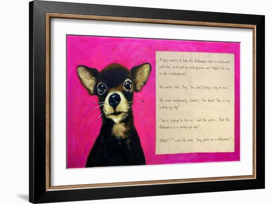 Chihuahua with a Blind Man in a Restaurant-Cathy Cute-Framed Giclee Print