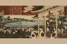 Horse Race at Ueno Park-Chikanobu-Framed Stretched Canvas