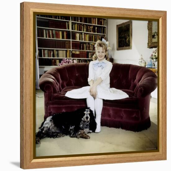 Child Actress Hayley Mills in Old Fashioned Dress with Spaniel at Making of Film "Pollyanna"-Loomis Dean-Framed Premier Image Canvas