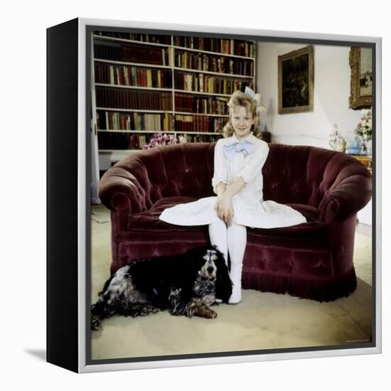 Child Actress Hayley Mills in Old Fashioned Dress with Spaniel at Making of Film "Pollyanna"-Loomis Dean-Framed Premier Image Canvas