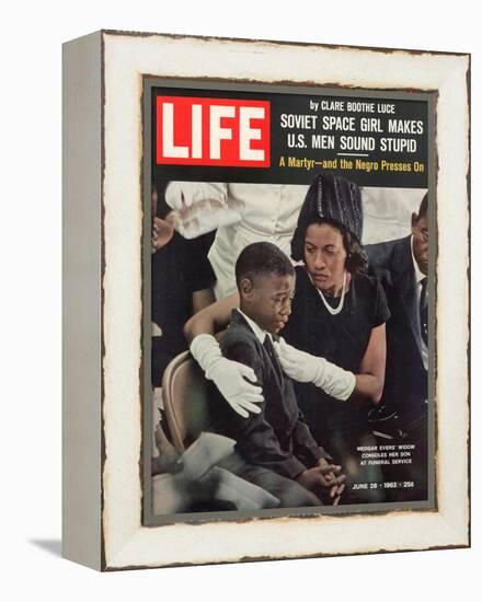 Child and Widow of Murdered Civil Rights Activist Medgar Evers at his Funeral, June 28, 1963-John Loengard-Framed Premier Image Canvas