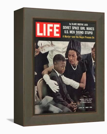 Child and Widow of Murdered Civil Rights Activist Medgar Evers at his Funeral, June 28, 1963-John Loengard-Framed Premier Image Canvas