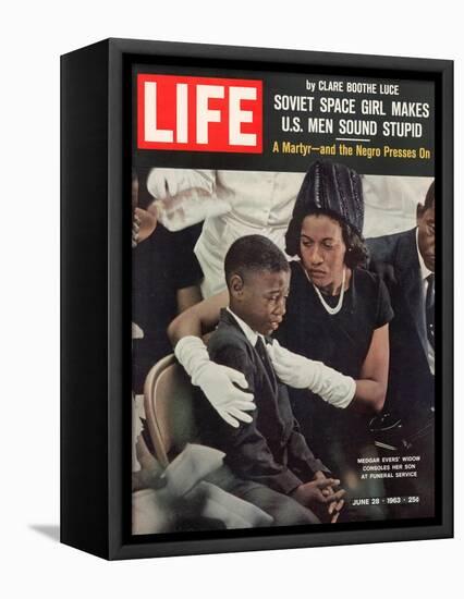 Child and Widow of Murdered Civil Rights Activist Medgar Evers at his Funeral, June 28, 1963-John Loengard-Framed Premier Image Canvas