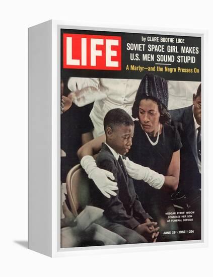 Child and Widow of Murdered Civil Rights Activist Medgar Evers at his Funeral, June 28, 1963-John Loengard-Framed Premier Image Canvas