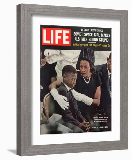 Child and Widow of Murdered Civil Rights Activist Medgar Evers at his Funeral, June 28, 1963-John Loengard-Framed Photographic Print