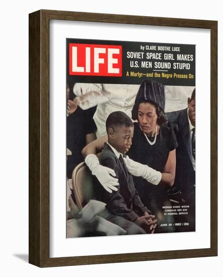 Child and Widow of Murdered Civil Rights Activist Medgar Evers at his Funeral, June 28, 1963-John Loengard-Framed Photographic Print