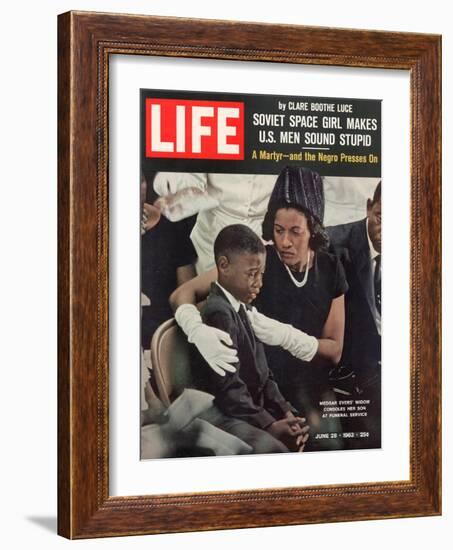 Child and Widow of Murdered Civil Rights Activist Medgar Evers at his Funeral, June 28, 1963-John Loengard-Framed Photographic Print