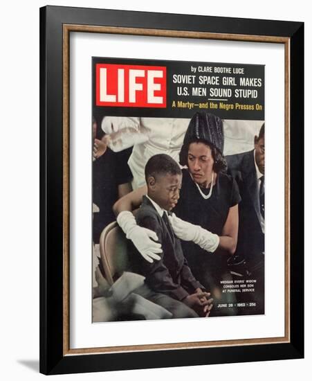 Child and Widow of Murdered Civil Rights Activist Medgar Evers at his Funeral, June 28, 1963-John Loengard-Framed Photographic Print